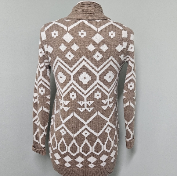 Old Navy Brown White Tribal Aztec Open Front Cardigan Sweater Womens Size XSmall - Picture 4 of 5
